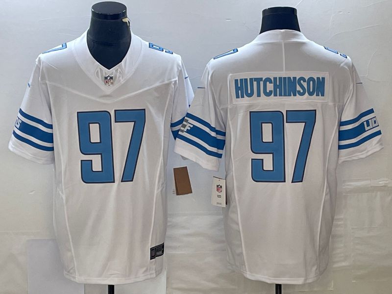 Men Detroit Lions #97 Hutchinson White 2023 Nike Vapor Limited NFL Jersey style 1